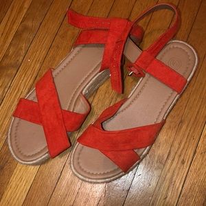 Orange platform sandals